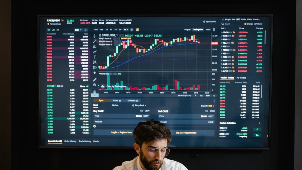 trader checking a price chart