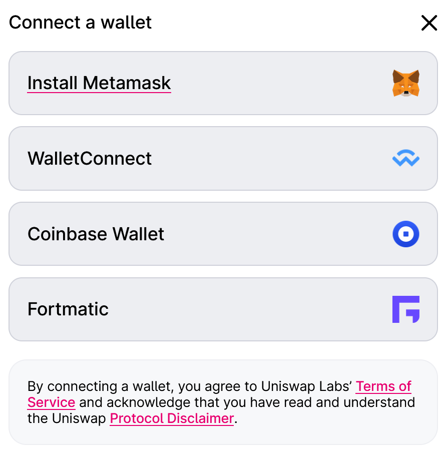 Connect a wallet Uniswap