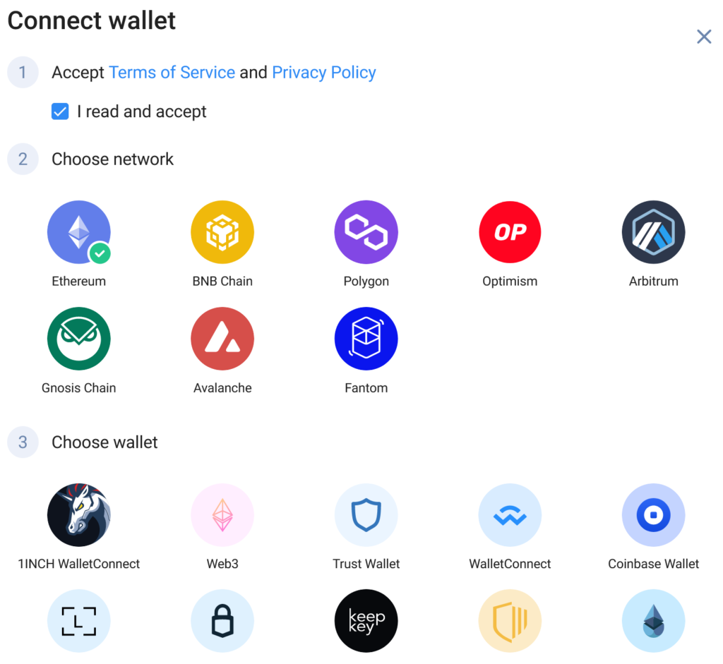 Connect wallet 1inch